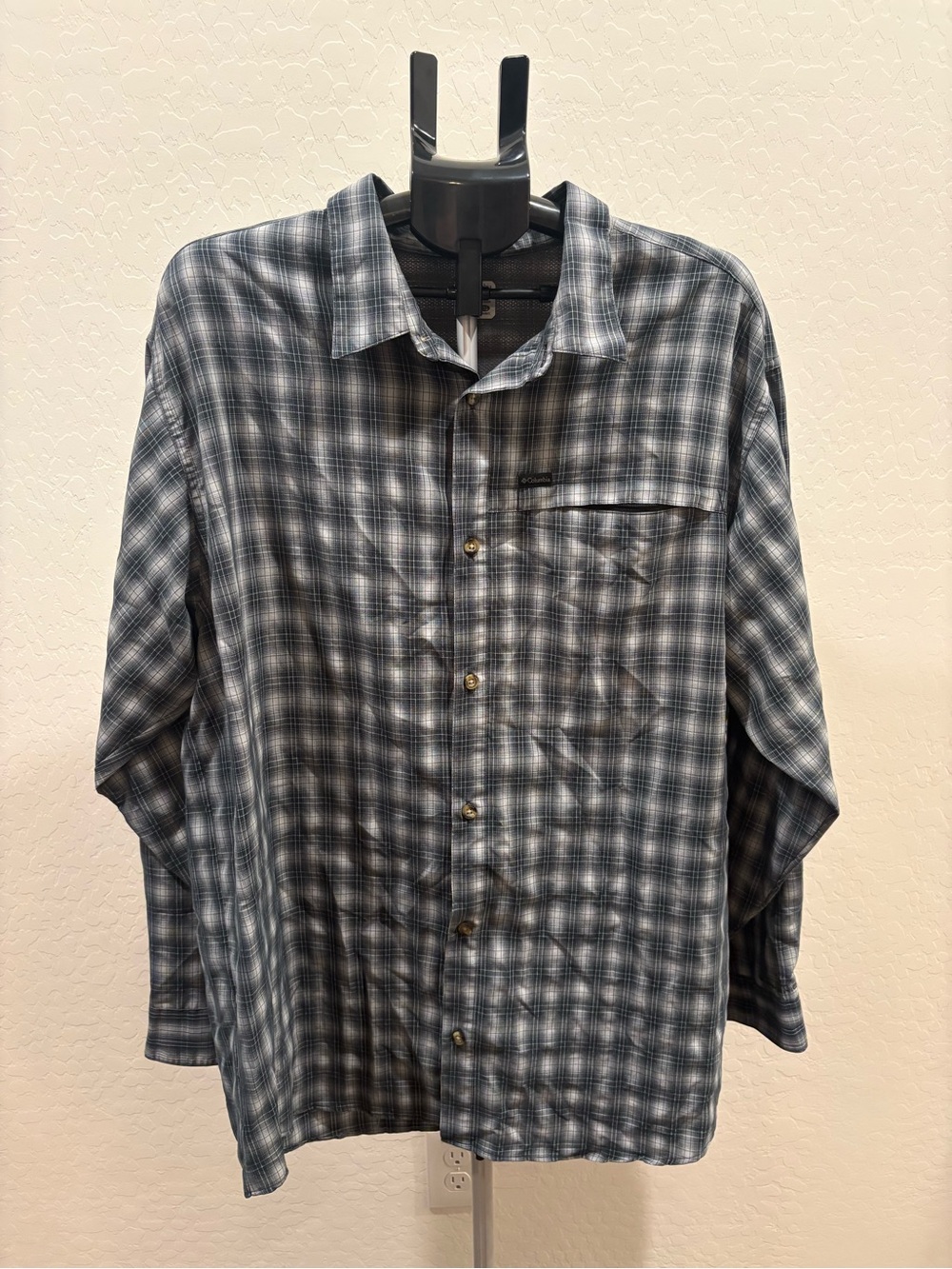 Columbia Men's Long-Sleeve Plaid Button-Down Shirt - Blue & Gray